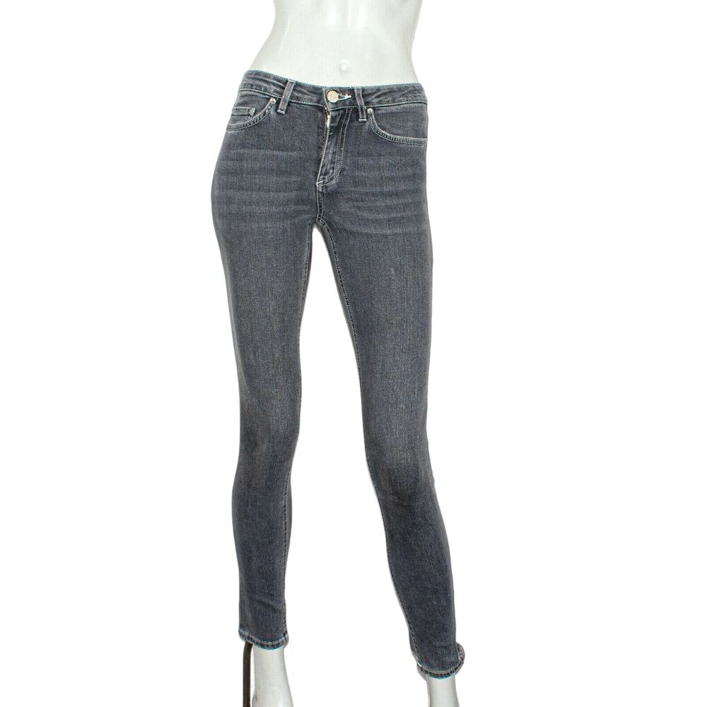 Acne Studios Women's Skin 5 LT Raven Skinny Denim Jeans Gray Size 25